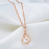 14K Gold Filled Luxury Pendant Unique Geometric Hollow Pearl Elegant Necklace for Women