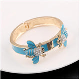 Unique Design Gold Plated with Enamel Double Bees Handmade Colorful Trendy 6 Colours Bracelets Bangles Jewellery - The Jewellery Supermarket