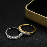 18K Gold Plated D Colour 3mm 7-Stone Eternity Moissanite Diamonds Rings S925 Silver Lab Diamond Fine Jewellery