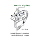 Terrific 1/2/3/4CT Princess Cut VVS1 D Colour Moissanite Diamond Silver Engagement Ring