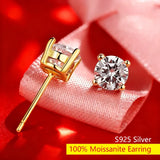 Classic Moissanite Diamonds 925 Sterling Silver Fine Jewellery Stud Earrings