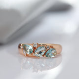 14 Karat Gold Filled New Blue AAA Zircon Crystal Vintage Ethnic Geometry Ring for Women
