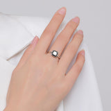 Silver Elegant Black Enamel AAAA Simulated Diamonds Eternal Love Ring - Engagement Wedding Fine Jewellery - The Jewellery Supermarket