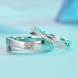 Remarkable D Colour VVS1 925 Silver X Row Moissanite Diamonds Couple Rings - Wedding Engagement Rings