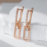 Shiny AAA Lab Created Zircon Diamonds 14K Gold Fllled Square Long Earrings