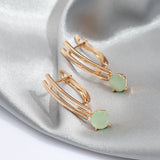 14 Karat Rolled Gold Water Drop Emerald Green AAA Zircon Crystals Dangle Earrings
