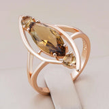 14K Rolled Gold Red Brown AAA Zircon Crystal Rhombus Rings For Women Elegant Jewellery