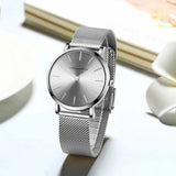 New Simple Elegant Rose Gold Tone Stainless Steel Women Bracelet Watch - Quartz Movement Steel Mesh Watches