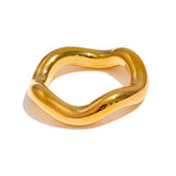 18K Gold Plated High Quality Stainless Steel Twisted Round Simple Daily Ring