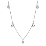 New Arrival Silver Jewellery Set 2.5mm Round Moissanite Diamonds Necklace Choker & Long Drop Dangle Earrings Set - The Jewellery Supermarket
