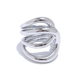 18K Gold Plated Stylish Unique Design Stainless Steel Metal Geometric Unusual Ring