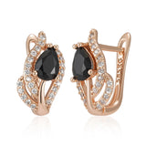 14 Karat Gold Filled Vintage Black AAA Zircon Crystals Dangle Luxury Earrings For Women
