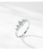 Crown-Inspired Tiara Design Marquise Cut AAAA Lab Created Diamonds Silver Ring