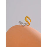 18K Gold Plated Stainless Steel Geometric Hollow Adjustable Double Colour Geometric Ring
