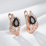 14 Karat Gold Filled Vintage Black AAA Zircon Crystals Dangle Luxury Earrings For Women