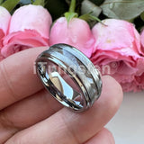 New Deer Antler Opal Stepped Special Brushed Finish Tungsten Ring for Men Women