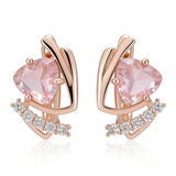 14 Karat Gold Filled Shiny Pink AAA Zircon Crystals Fashion Jewellery Earrings For Women