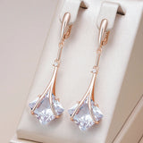 14K Rolled Gold Luxury White or Red AAA Zircon Crystals Long Drop Earrings