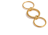 18K Gold Plated New Stainless Steel AAA Cubic Zirconia Layered Round Stackable Ring