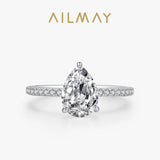Luxury Water Drop Shape AAAA Lab Created Diamond 925 Sterling Silver Ring