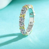 Awesome 3mm D Colour Moissanite Eternity Wedding Engagement Rings 18k White Gold Plated 925 Silver Rings For Women