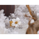 18K Gold Plated Natural Shell Flower Fashion Stainless Steel Stylish Exquisite Ring