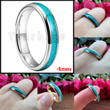 Turquoise Domed Polished Finish 4/6/8MM Tungsten Engagement Wedding Rings