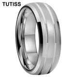 Double Groove Dome Polishing with Chamfering New Men's and Women's Tungsten Ring