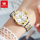 New Elegant Original Stainless Steel Waterproof Luminous Date Fashion Quartz Watches for Ladies