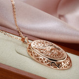 14K Gold Filled Vitality Plant Retro Texture Big Charm Pendant Necklaces for Women