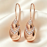 14K Gold Filled Unusual Glossy AAA Zircon Diamonds Long Drop Trend Geometric Earrings