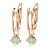 14 Karat Rolled Gold Water Drop Emerald Green AAA Zircon Crystals Dangle Earrings