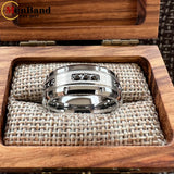 Black Silver Cubic Zirconia Stones Inlay 8mm Mens Womens Wedding Tungsten Ring
