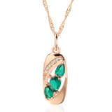 14K Gold Filled Unusual Green AAA Zircon Crystal Vintage Fine Pendant Necklace For Women