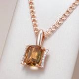 Remarkable 14K Rolled Rose Gold AAA Zircon Big Brown Crystal Necklace -  Fashion High Quality Jewellery