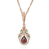 Vintage Design 14K Filled Rose Gold AAA Zircon Crystal Pendant And Necklace - Ethnic Style Fine Jewellery