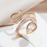 New Arrival Rolled 14K Rose Gold Full Pave Snake Design AAA Zircon Diamonds Rings for Women - Luxury Jewellery