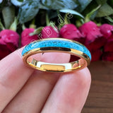 Turquoise Domed Polished Finish 4/6/8MM Tungsten Engagement Wedding Rings