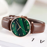 Elegant Fashion Green Malachite Dial Casual Ladies Watches - Stainless Steel Strap Waterproof Quartz Wristwatches