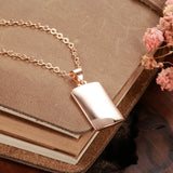 Trendy Elegant Glossy 14K Rolled Rose Gold Square Pendant Necklace For Women - Party Fine Jewellery