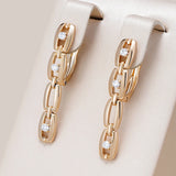 14 Karat Rolled Gold Luxury Trendy Hollow Chain Shape Long Dangle Earrings For Women