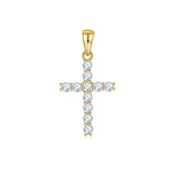 Charming Gold Plated Cross Pendant for Necklace Inlaid with 3mm 4mm 5mm Moissanite Diamonds - 
 Silver Pendants - The Jewellery Supermarket