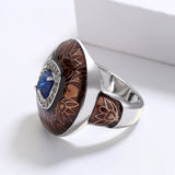 Brown Handmade Enamel AAA Zircon Crystal Domineering Mens Creative Ring