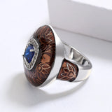 Brown Handmade Enamel AAA Zircon Crystal Domineering Mens Creative Ring