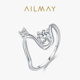 Geometric Line Design Dazzling AAAA Lab Created Diamond Sterling Silver Ring