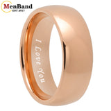 Dome High Polish Classics I Love You 6/8MM Men Women Wedding Tungsten Couple Rings