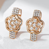 14K Gold Filled AAA Zircon Diamonds Crystal Flower Earrings Vintage Fine Jewellery