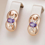 Fashion Shiny 14K Filled Rose Gold Purple AAA Zircon Crystals Earrings, Glossy High Quality Daily Fine Jewellery