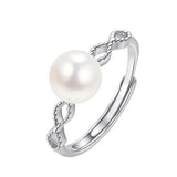 Elegant Hollow Design Natural Freshwater Pearl 925 Sterling Silver Ring