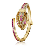 Fashion Snake Bling Watch Bracelet Copper Inlaid Rhinestones Cuff Bangle For Women